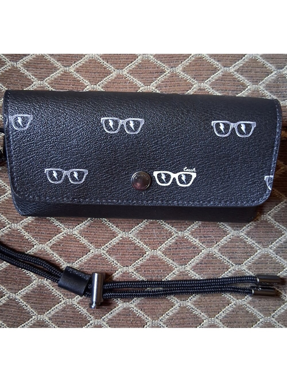 Coach Black Wristlet Wallet with White Sunglasses Motif - Picture 1 of 6